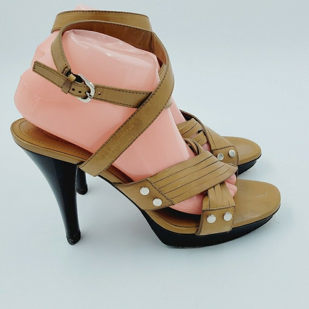 Tod's Brown Leather Strappy Open Toe Heel Sandals Women's Size 10